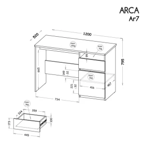Písací stôl so zásuvkou 120 cm Arca 07 Biela