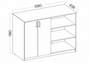 Kancelárska komoda s policami Malta 830 2D Svetlosivá