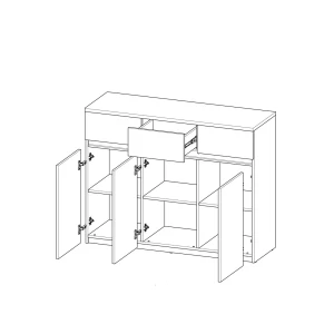 Komoda 120 cm s 3 zásuvkami Arca 06 Dub Wotan/biela