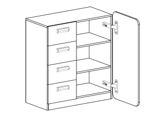 80 cm komoda Lorento 06 biela/dub nash