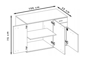 Komoda s 2 zásuvkami 3D 2S Mike 1 biela