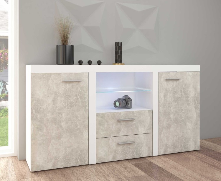 Komoda Rumba s 2 zásuvkami BJ20 2D 2S Svetlý betón