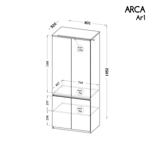 Šatníková skriňa 80 cm Arca 01 Biela