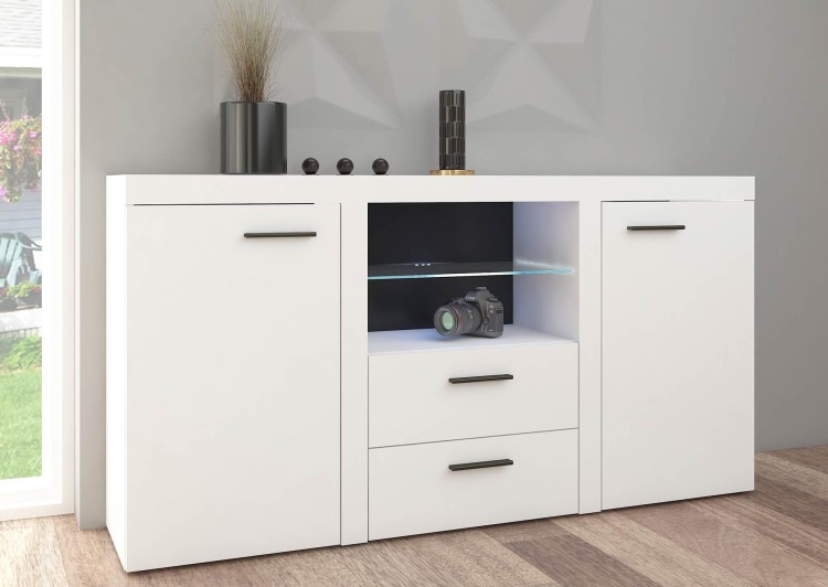 Komoda s 2 zásuvkami Rumba WH20 2D 2S Biela s LED