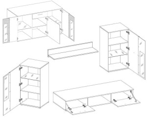 Nástenná TV skrinka Salsa OLDMAT01 s komodou OLDMAT20 3D 2S Old Style/Matera s LED