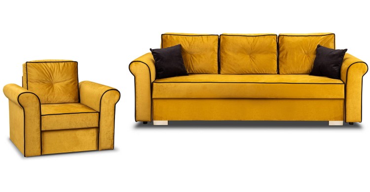Merida Lounge Set Pohovka s kreslo Žltá
