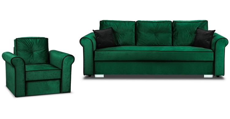 Merida Lounge Set Pohovka s Kreslo Tmavo zelená