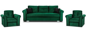 Merida Lounge Set Pohovka s 2 kreslá Tmavo zelená