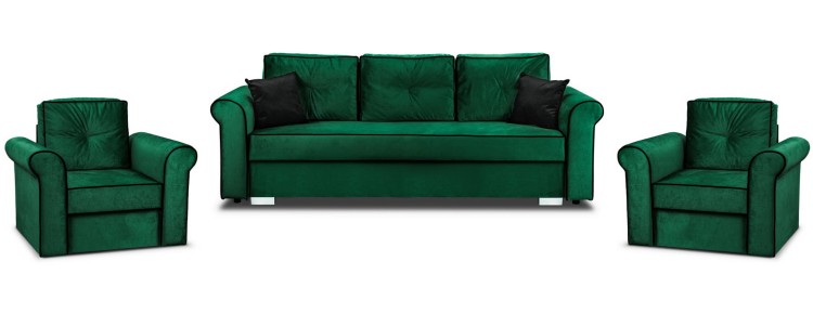 Merida Lounge Set Pohovka s 2 kreslá Tmavo zelená