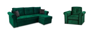 Rohová sedacia súprava Trevor s kreslo Tmavo zelená