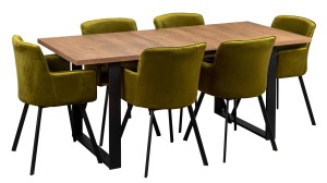 Loftový stôl so 6 stoličkami Y051 Čierny/Oak Lefkas