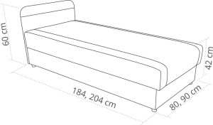 Gauč s boxom 90x200 - Grafitová/šedá