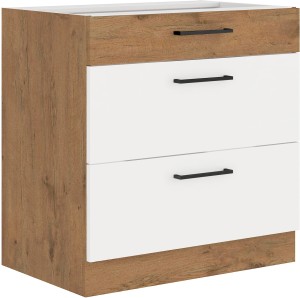Kuchynská lavica s 3 zásuvkami VIGO 80 D 3S Gloss Biela/Lancelot