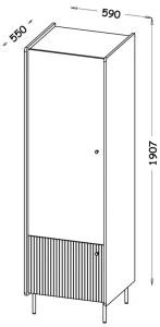 Šatníková skriňa 59 cm Prestigo P2 2D čierna/drevo orech/san Sebastian