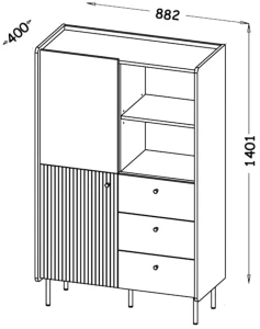 Regál s 3 zásuvkami Prestigo P4 2D3S Čierny Walnut/San Sebastian