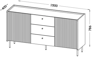 Komoda 150 cm Prestigo P5 2D3S Čierny orech/San Sebastian