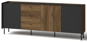 Komoda 200 cm Prestigo P6 3D3S Čierny orech/San Sebastian