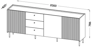 Komoda 200 cm Prestigo P6 3D3S Čierny orech/San Sebastian