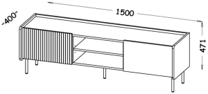 RTV skrinka 150 cm Prestigo P7 2D Čierny orech/San Sebastian