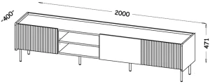 RTV skrinka 200 cm Prestigo P8 3D Čierny/Oak/San Sebastian