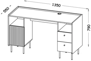 Písací stôl 135 cm Prestigo P9 Čierny orech/San Sebastian