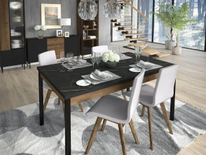 Prestigo P14 skladací stôl 160/240x90 Čierny/Oak/San Sebastian