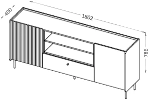 180 cm komoda Prestigo P16 1S Čierny orech/San Sebastian