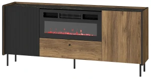 180 cm komoda s krbom Prestigo P16 1S Čierny orech/San Sebastian