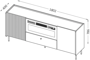 180 cm komoda s krbom Prestigo P16 1S Čierny orech/San Sebastian