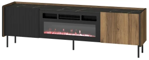 RTV 180 cm komoda s krbom Prestigo P17 Čierny orech/San Sebastian