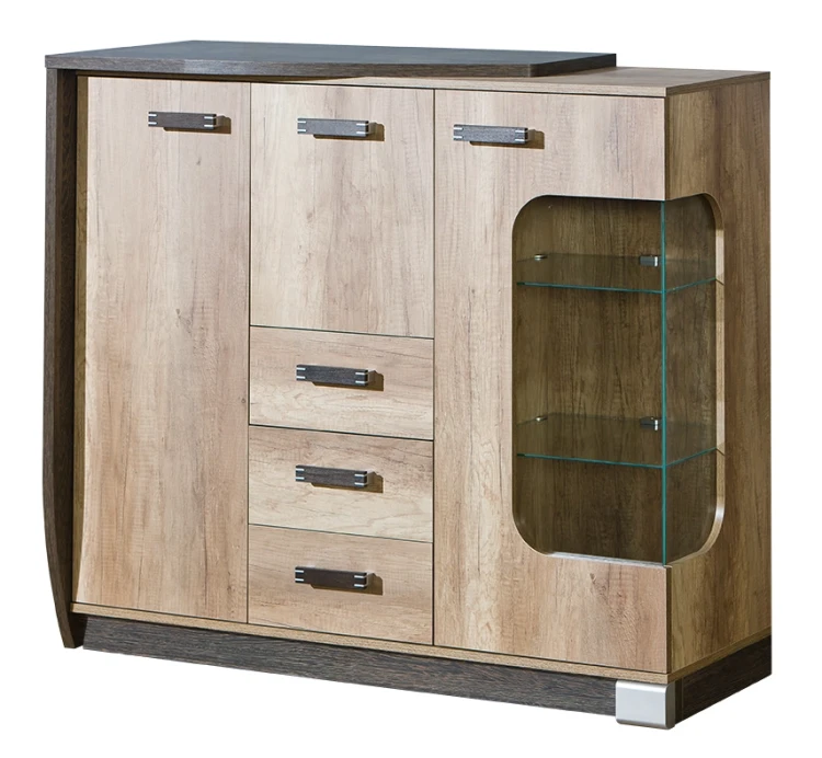Ľavá komoda Romero R7L 1D1W3S1B s LED Oak Canyon/Arusha