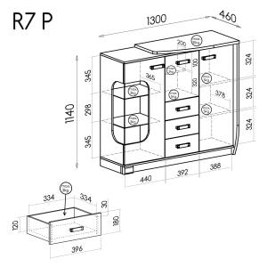 Pravá komoda Romero R7P 1D1W3S1B Oak Canyon/Arusha