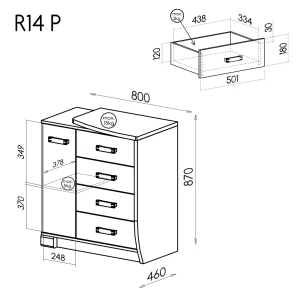 Pravá zásuvková komoda Romero R14P Oak Canyon/Arusha