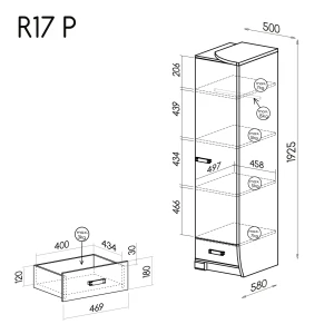 Skriňa s pravou zásuvkou Romero R17P Oak Canyon/Arusha