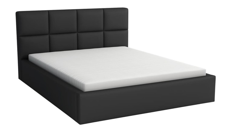 Manželská posteľ 160x200 s matracom - Aljaška Čierna ekokoža
