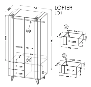 Lofter LO1 Wotan Dub/Millenium Betónová skriňa