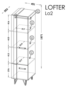 Spodné prádlo Lofter LO2 Wotan Oak/Millenium Concrete