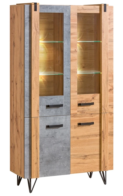 Vitrína Lofter LO3 Dub Wotan/Millenium Concrete