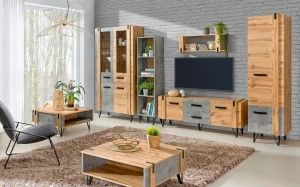 RTV skriňa Lofter LO7 Dub Wotan/Millenium Concrete