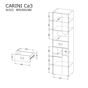 Skriňa Carini CA3 Nash Oak/Biela Brillite/Graphite