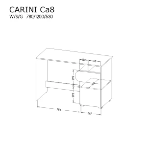 Písací stôl Carini CA8 Nash Dub/biely briliant/grafit