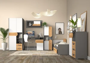 Skriňa Carini CA9 Nash Oak/Biela Brilliant/Graphite