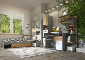 Posteľ 80x190 Carini CA11 Nash Dub/biely briliant/grafit