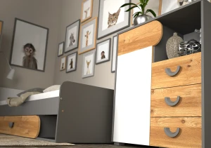 Nočná skrinka Carini CA12 Nash Oak/Biela Brilliant/Graphite