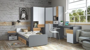Nočná skrinka Carini CA12 Nash Oak/Biela Brilliant/Graphite