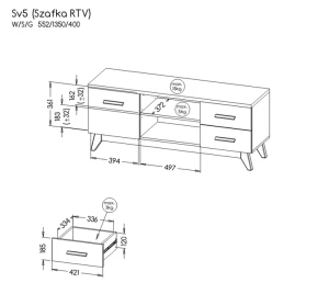 RTV 135 cm Sven SV5 Nash Oak/Andersen Pine