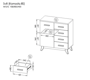 Komoda 80 cm Sven SV8 Nash Dub/borovica Andersen