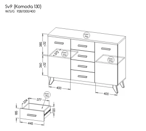 Komoda 130 cm Sven SV9 Nash Dub/borovica Andersen