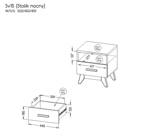 Nočný stolík 45 cm Sven SV15 Nash Dub/borovica Andersen