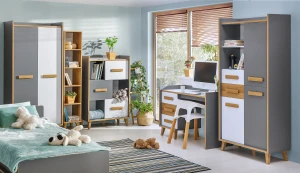 Šatníková skriňa Verso W1 Riveria Dub/biela/antracit